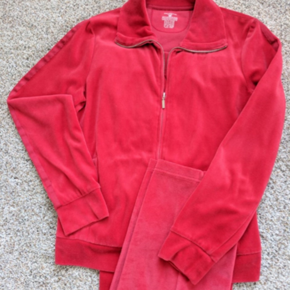 Jones NY Sport Red Velour Pants & Jacket S/M